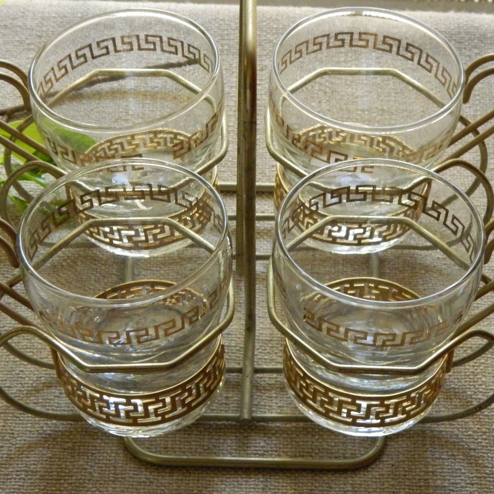 Vintage Art Deco Glasses with Caddy